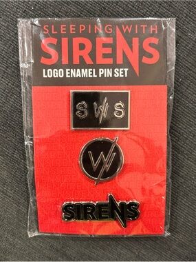 Sleeping With Sirens Logo Enamel Pin Set - Black & Red